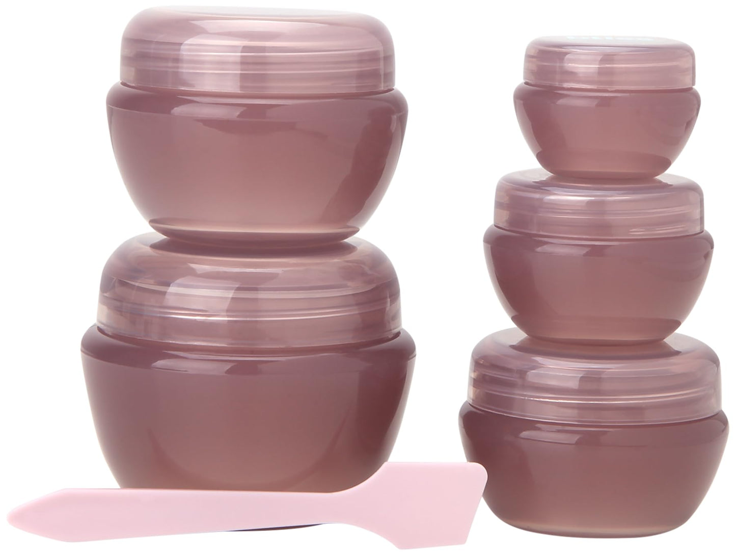 Bliss Travel Containers - 5 Pack Leak Proof Tapered Jar Set with Lid and Spatula - Small Travel Size Containers for Creams Lotions Skincare, Size Onesize, Pink Gaze