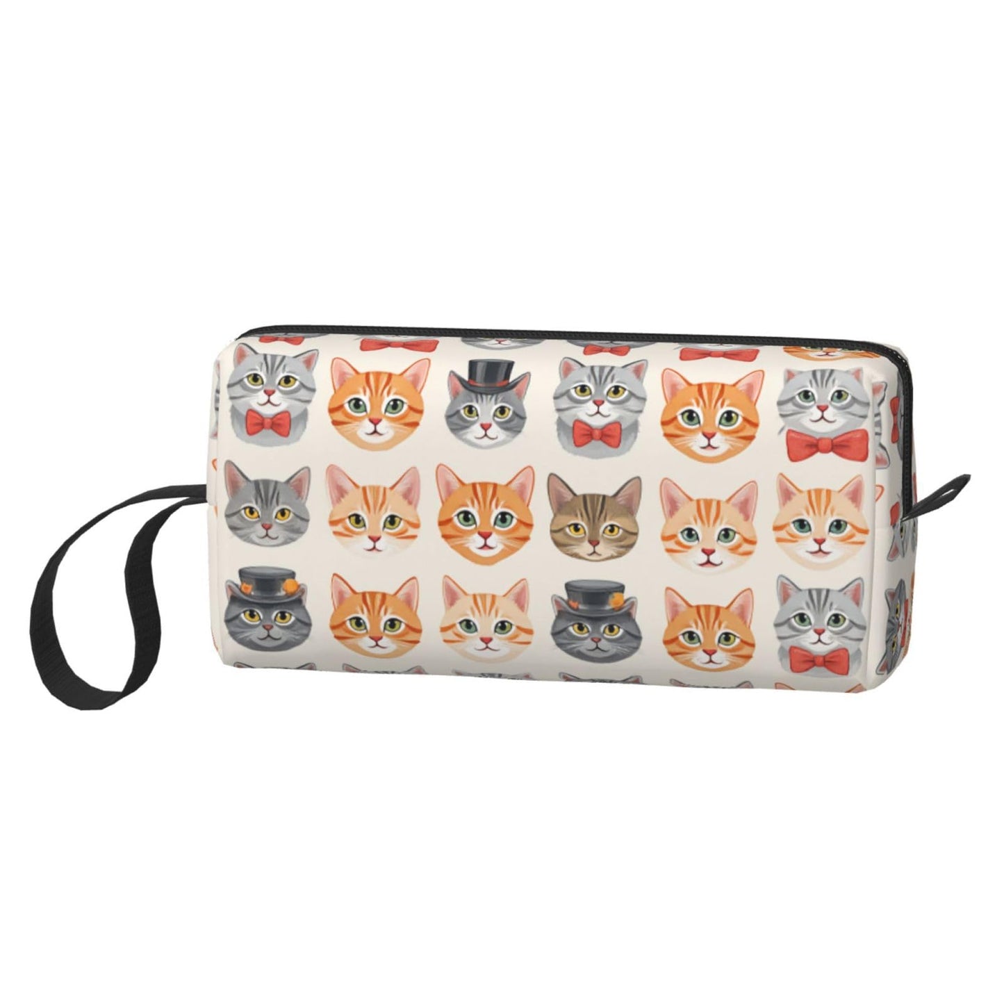 OLUSENMO Small Makeup Bag for Travel - Cute Cat Print Cosmetic Organizer with Zipper Closure Oxford Fabric Impact-Resistant Multi-Purpose Storage Perfect for Gym, Daily Use