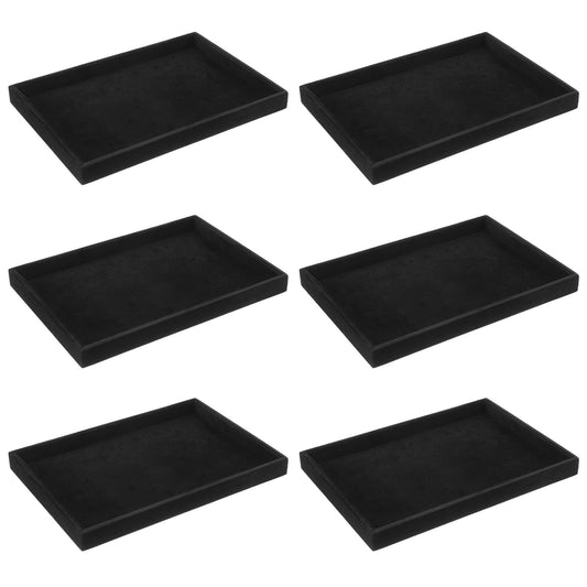 Xaajooio 6 Pcs Velvet Stackable Jewelry Tray, Jewelry Organizer and Display for Bracelets Rings Earrings Necklaces, for Drawer and Countertop Showcase, Black