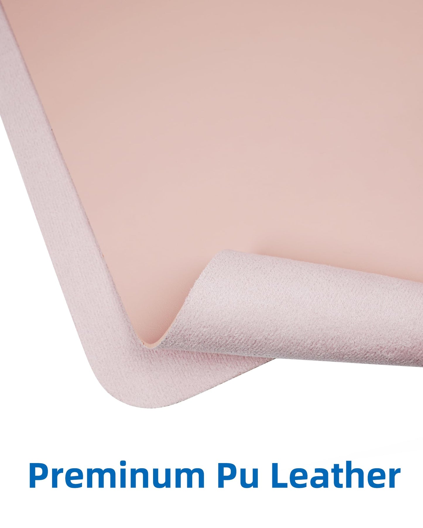 Makeup Mat for Vanity, PU Leather Desk Pad Blotter,Waterproof & Oilproof Desk Protector, Easy Clean Beauty Station Mat for Dresser Top, 35x17 Inches, Pink