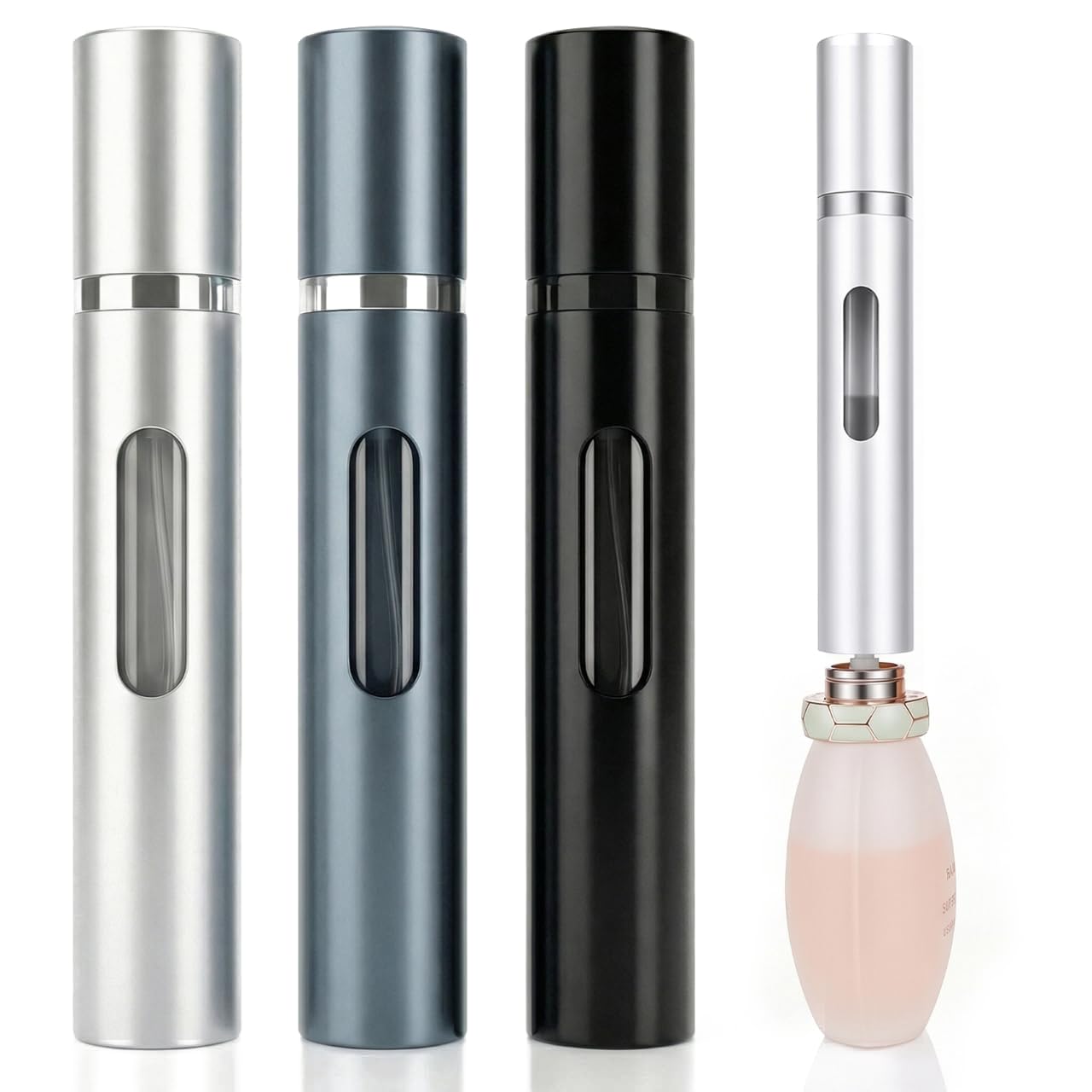 Manoai 3PCS 10ml Travel Perfume Atomizers, Refillable Portable Sprayer Bottles with Bottom-Filling for Fragrance, Perfect Travel Essentials for Men & Women.