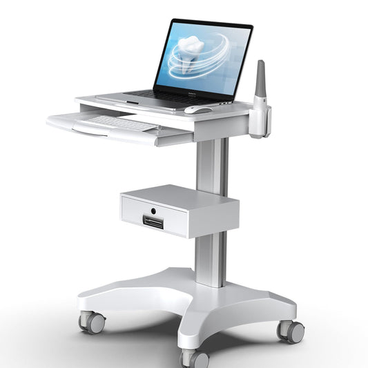Yedaeop Medical Trolley Cart with Oral Scanner Holder, 30kg Load Laptop Tray Mobile Workstation on Wheels with a Drawer for Hospital Dental Clinics Beauty Salons