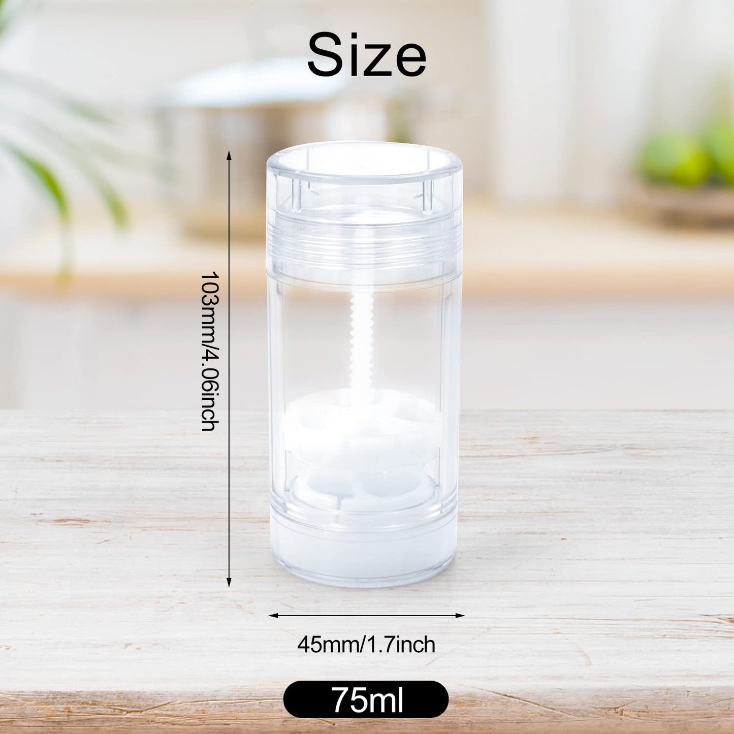 Cositina 8 PCS 75ml/2.5oz Plastic Deodorant Containers Empty Refillable Deodorant Stick Bottles Round Clear Twist Up Bottom Filling Lip Balm Tubes for DIY Crayon Chapstick