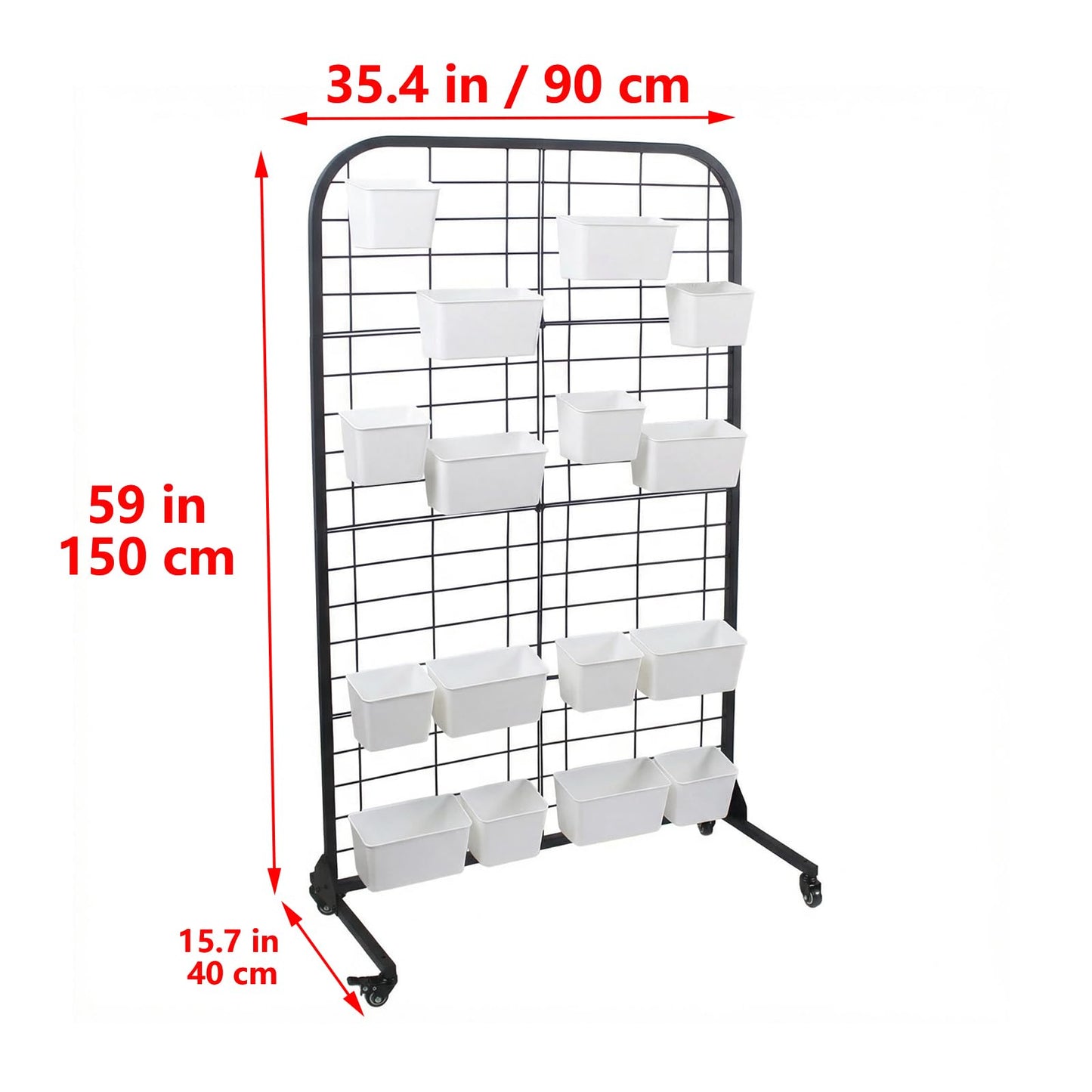MBQQ Grid Wall Panel, Heavy Duty Floorstanding Display with Detachable Design, Movable Commercial Retail Fixture