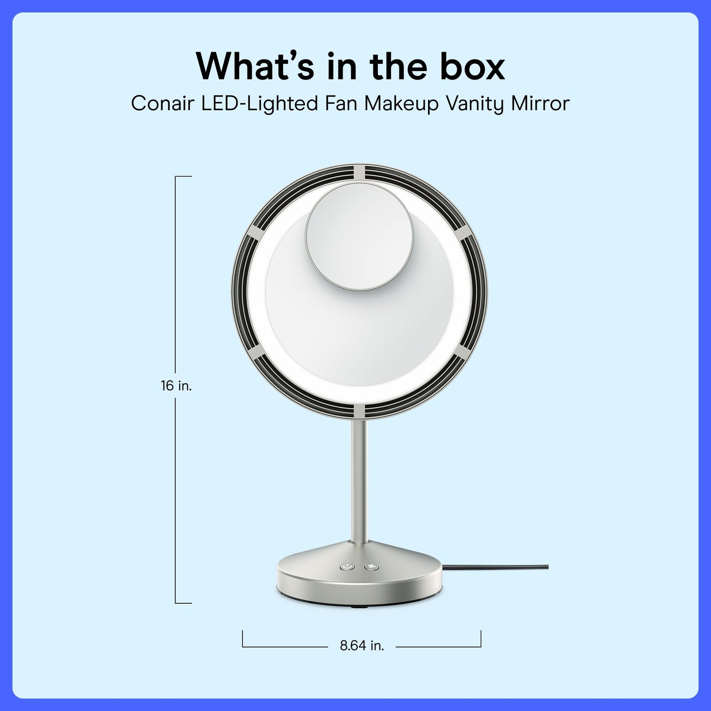 Conair LED Lighted Fan Makeup Mirror