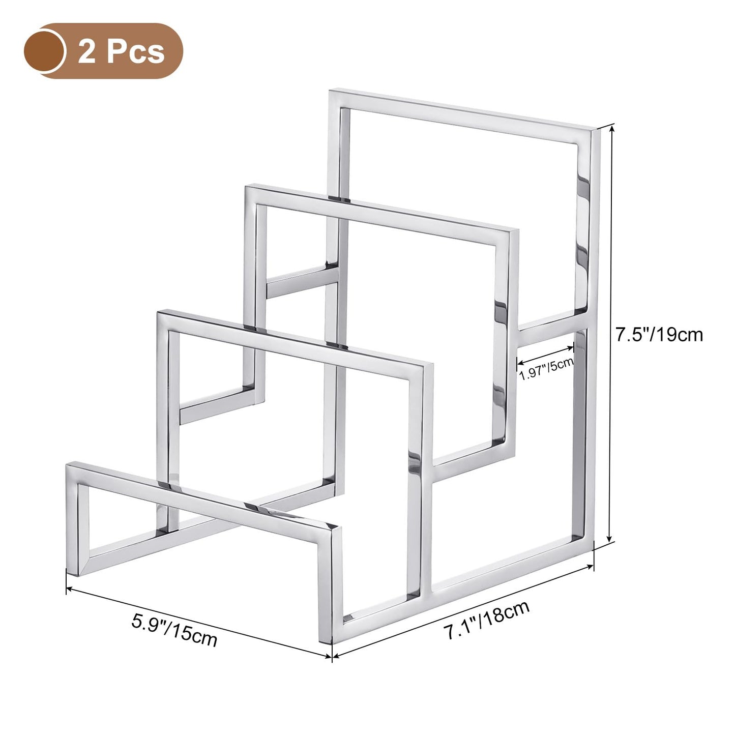 uxcell Clutch Purse Display Stand 3 Layer Wallet Display Rack Metal Clutch Holder Riser for Home Retail Store Supplies - Silver, 2Pcs