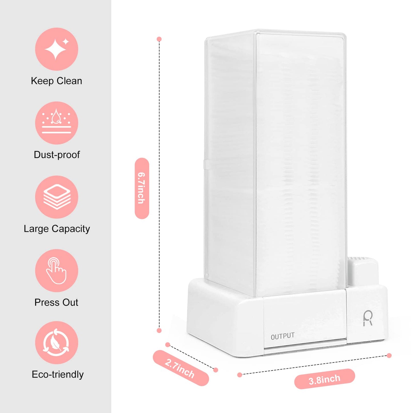 Aukiron Automatic Cotton Pad Holder, Square Press Out Cosmetic Cotton Makeup Removers Pad Holder, Makeup Organizer Container Dispenser Storage Display Rack (White)