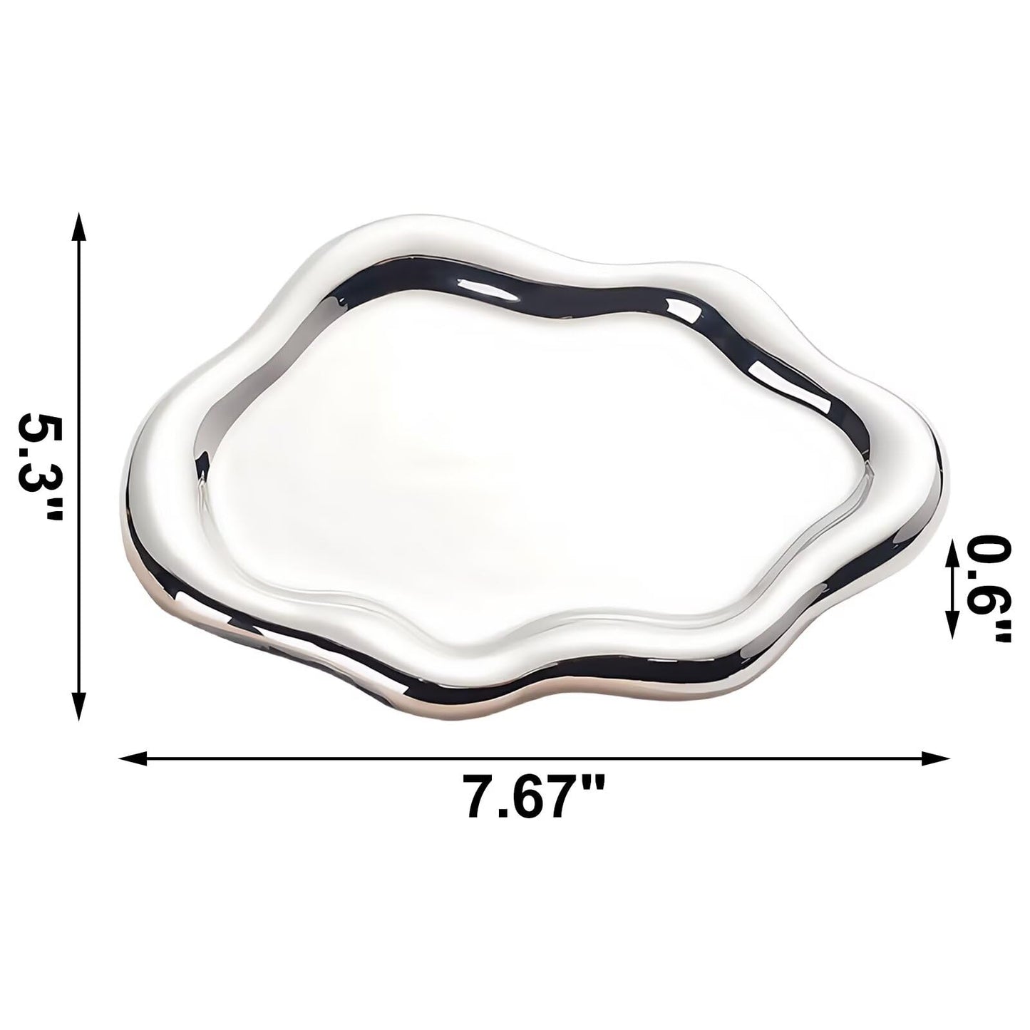 Ceramic Jewelry Dish for Women, Unique Cloud Shaped Trinket Ring Tray, Room Decorative Vanity Tray, Women Gift for Mother's Day, Christmas, Thanksgiving, Birthday, for Plate, Watch, Keys etc(Silver)