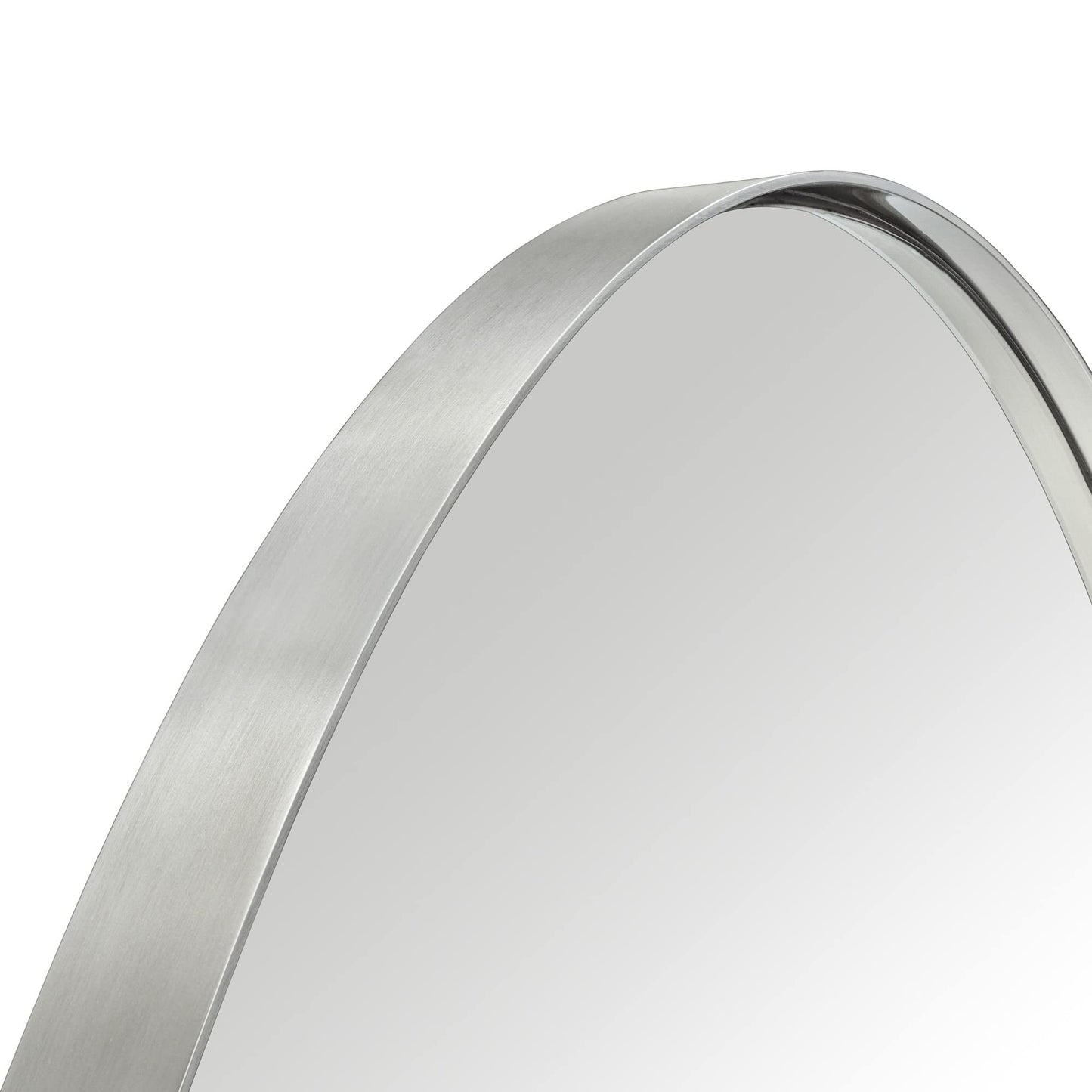 EGHOME Brushed Nickel Oval Recessed Bathroom Medicine Cabinet with Mirror Stainless Steel Metal Framed Oblong Pill Shaped Bathroom Cabinet with Mirror 16x33''