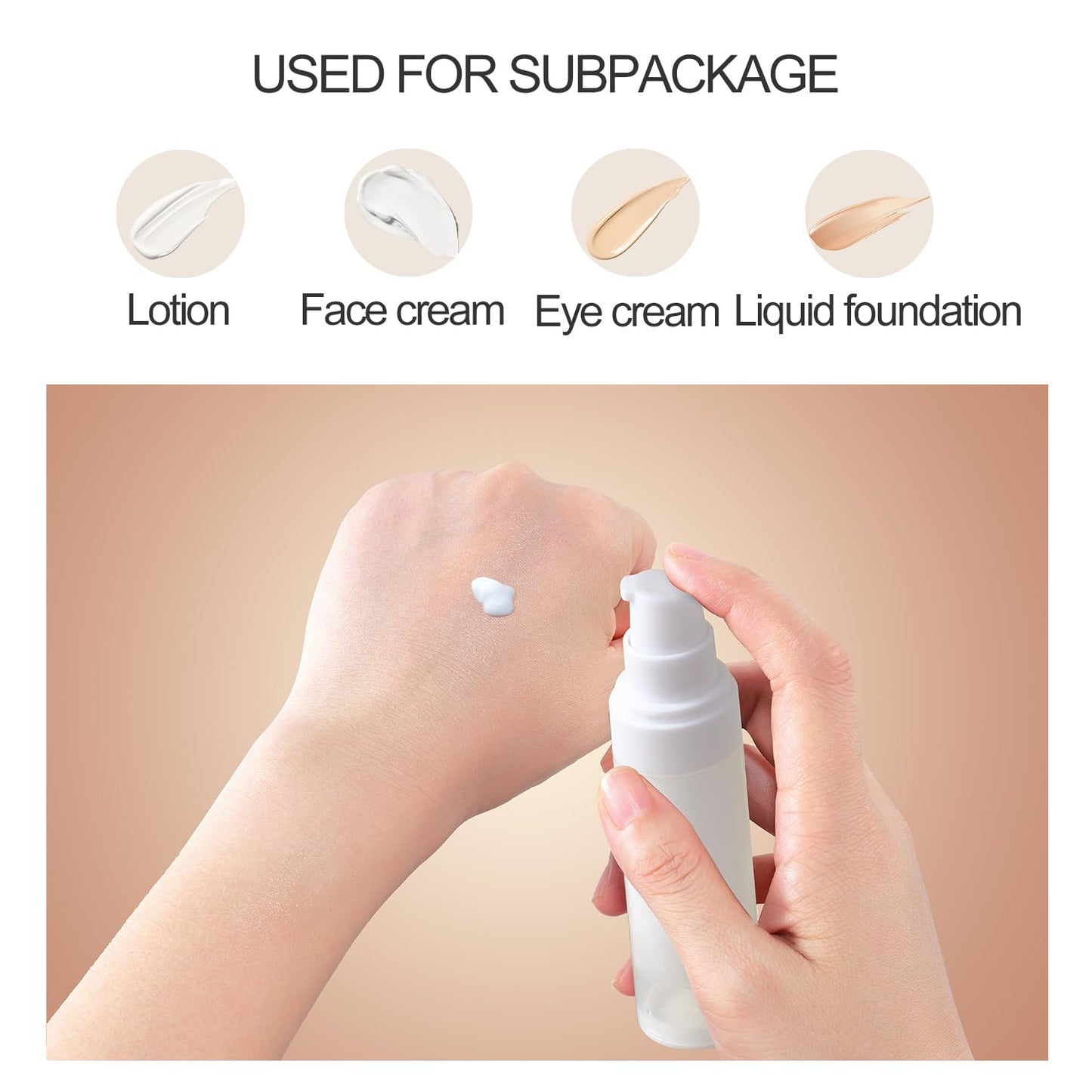 XQNCBY 50ml airless Pump Bottles Travel,Travel Toiletry containers,Lotion Dispenser with Pump,Small Pump Bottle (semi-Transparent, PP-50ml)