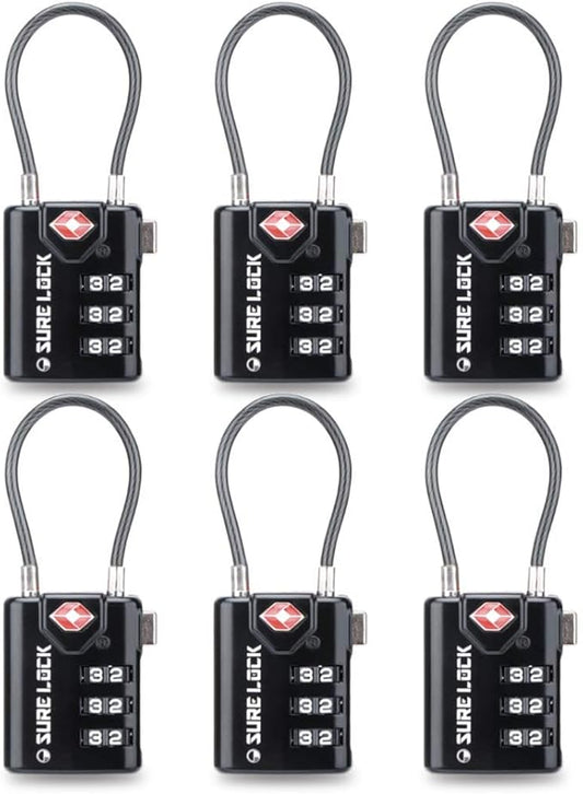SURE LOCK TSA Compatible Travel Luggage Locks, Inspection Indicator, Easy Read Dials TSA Approved with Zinc Alloy