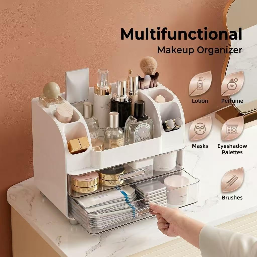 Reflygen Drawer Cosmetic Organizer, Beauty Tool Display Box, Desktop Skin Care Organizer (White)