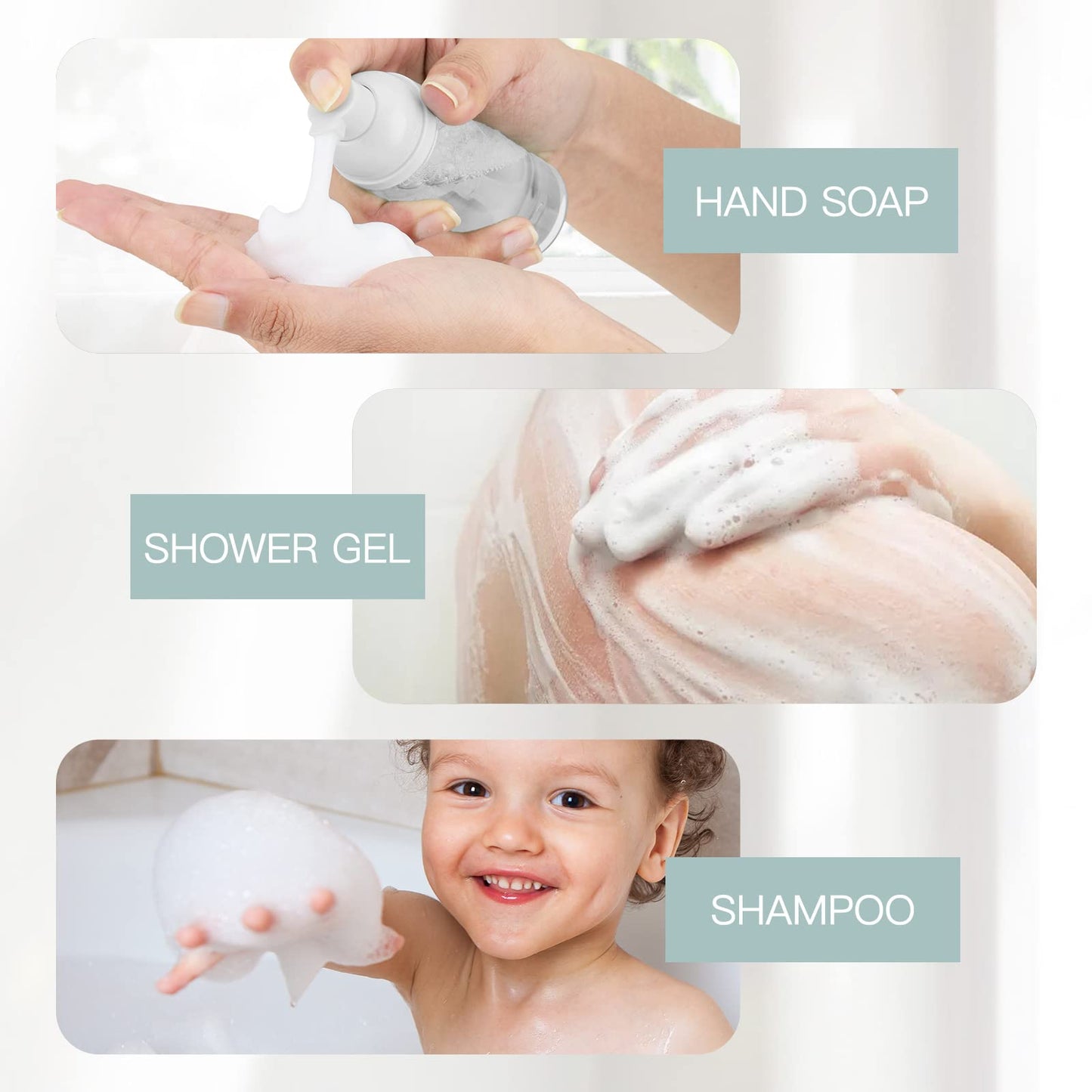 Owlyee Travel Foam Pump Bottle - 2oz Small Size Foaming Hand Soap Dispenser - Mini Portable Mousse Lash Shampoo Kit Container for Hair - Empty Leak Proof Plastic Clear Foamer 30Pack