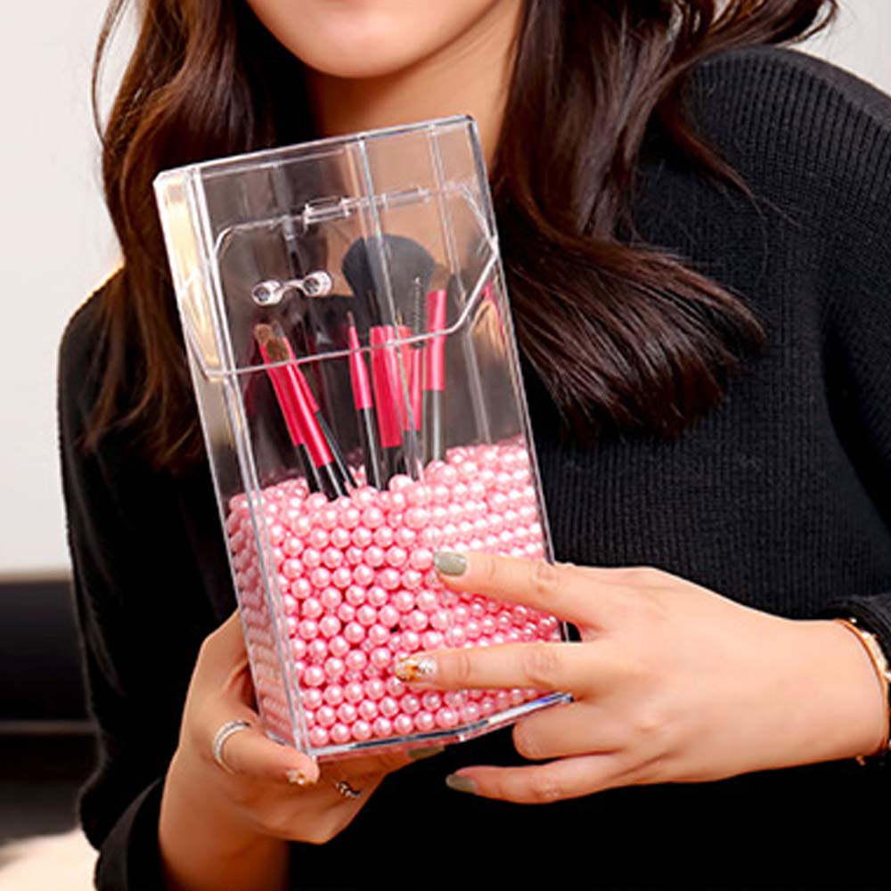 AIYoo Makeup Beads for Brushes, Art Faux Pearls, 1500 Piece Round Pink Pearl Beads to Hold Makeup Brush, Lipstick, Mascara, Eyeliner, 8mm