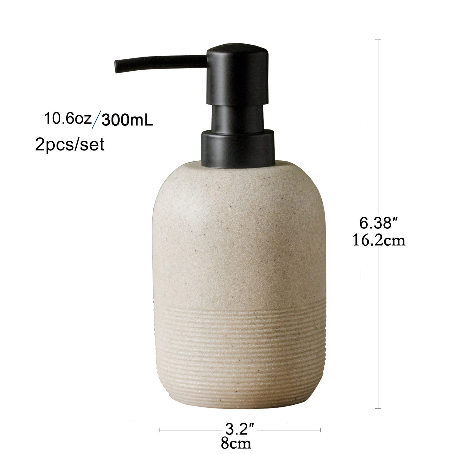 GalDal 2pcs/Set Beige Hand Soap Dispenser Sets,Resin Liquid Soap Dispenser for Bathroom Countertop,Bathroom Lotion Dispensers-10.6oz.