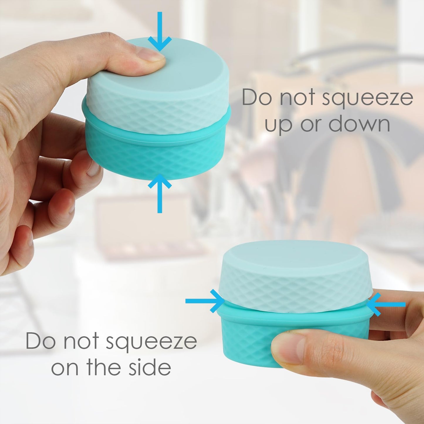 Adorila 2-Pack Silicone Travel Makeup Containers, 0.34oz/10ml TSA Cream Jars, 3-in-1 Modular Skincare Storage Case (Blue, Pink)