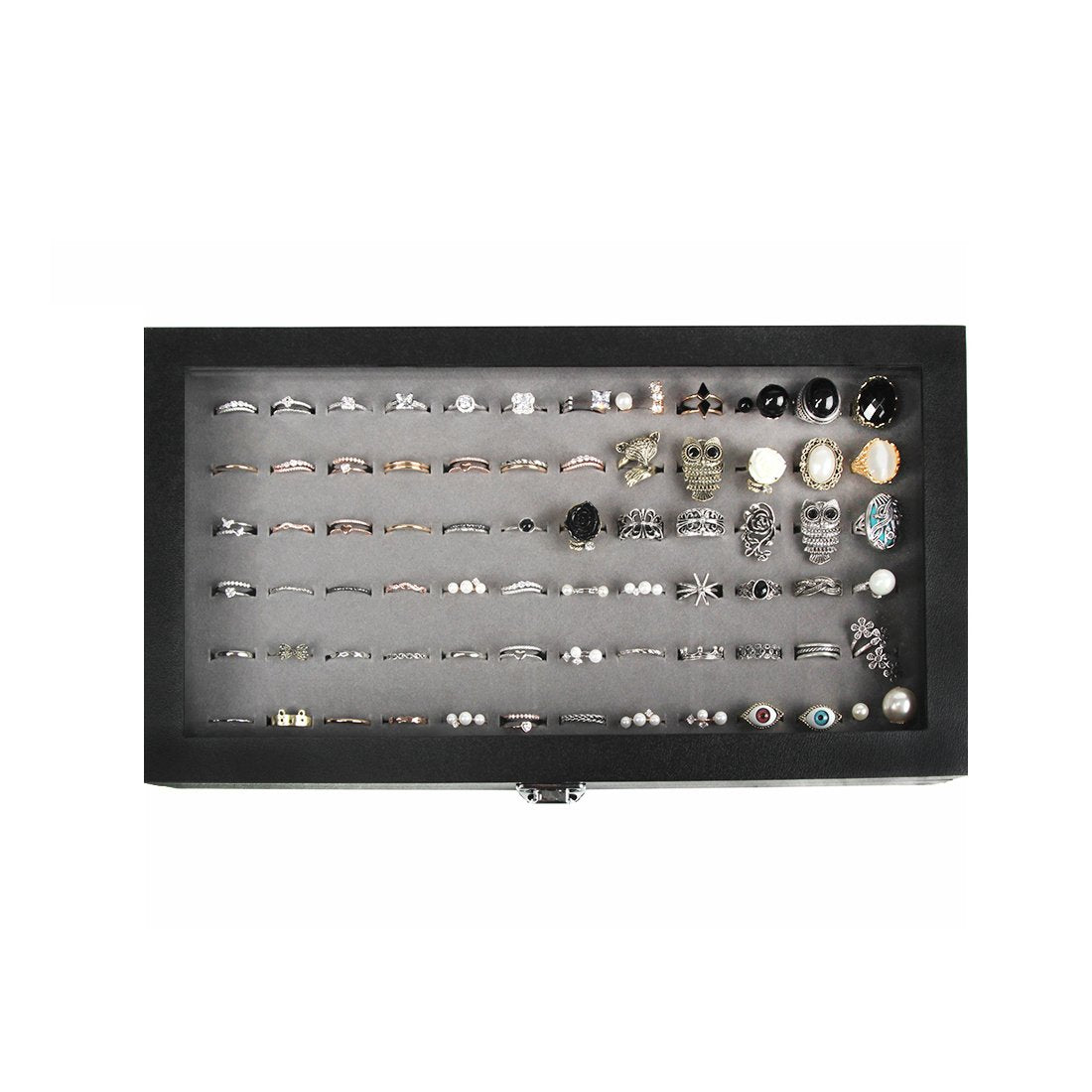 J JACKCUBE DESIGN Ring Organizer - Versatile Ring Display Case and Ring Case - Perfect for Storing and Showcasing Multiple Rings - Elegant Ring Jewelry Box and Storage Solution (Gray Velvet) - MK248C