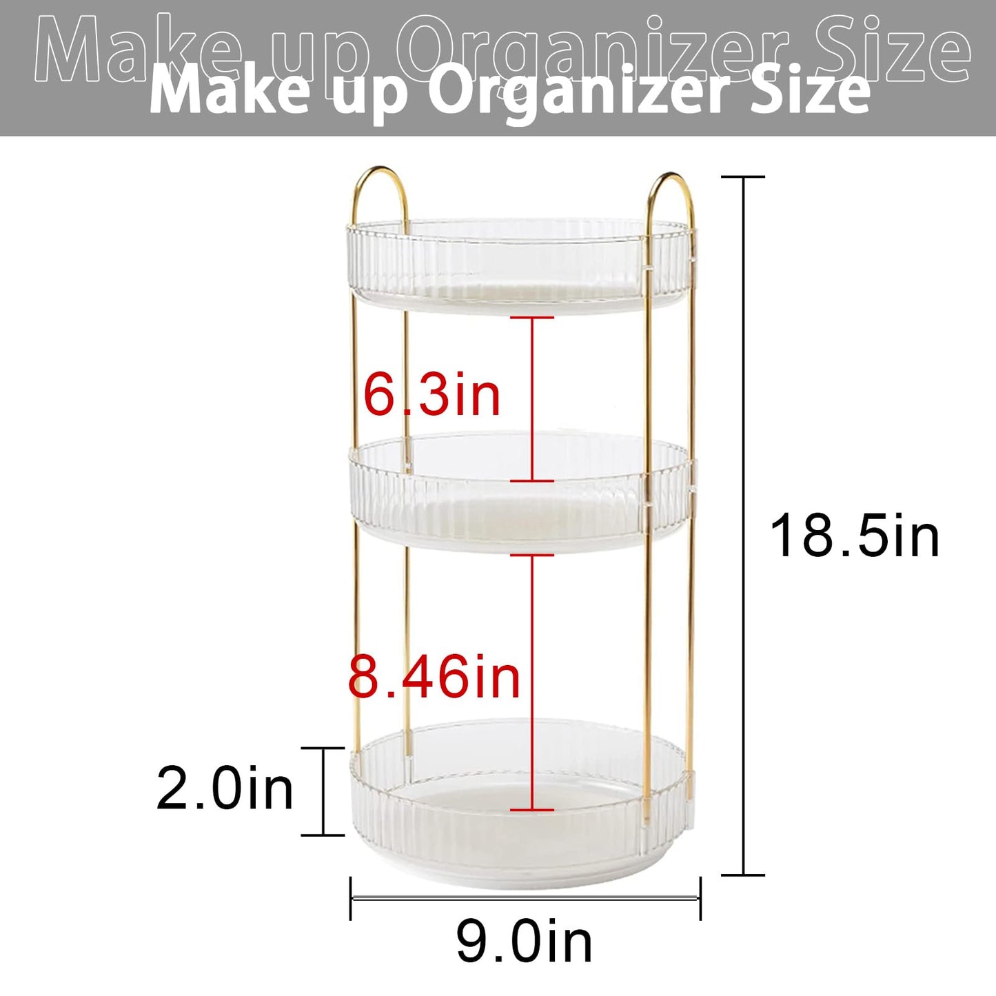 shuang qing Rotating Makeup Organizer for Vanity, Large Capacity Skincare Perfume Storage, Bathroom Counter Organizer, 360 Spinning Cosmetic Dresser Countertop Organizers (Clear, 3 Tier)