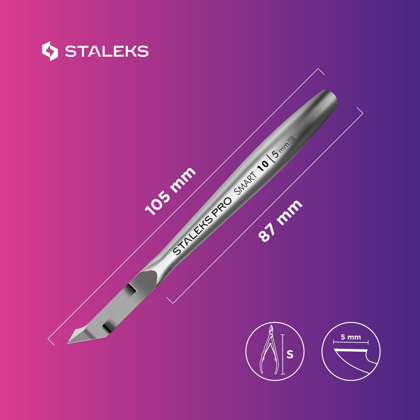 Staleks Pro SMART 10 Cuticle Nippers – 5 mm Blades – Satin Finish – Stainless Steel – Professional Skin Nippers for Classic Manicure & Hardware Use