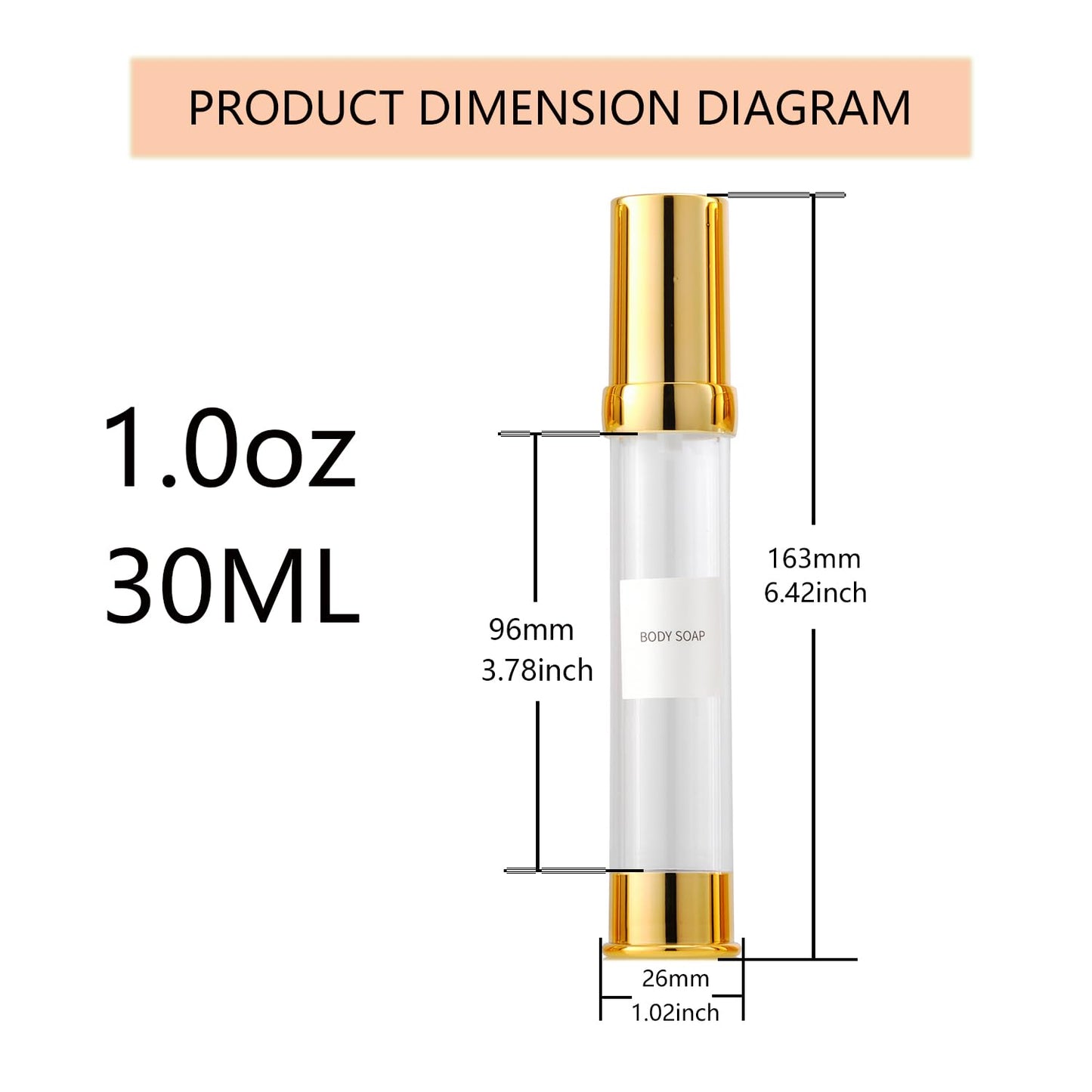 XQNCBY 30ml 1oz travel bottles 4 pcs,Golds clear travel bottles,Airless pump bottles,DIY travel bottle set cosmetic containers Included， Gift Box，With labels,refillable cosmetic containers