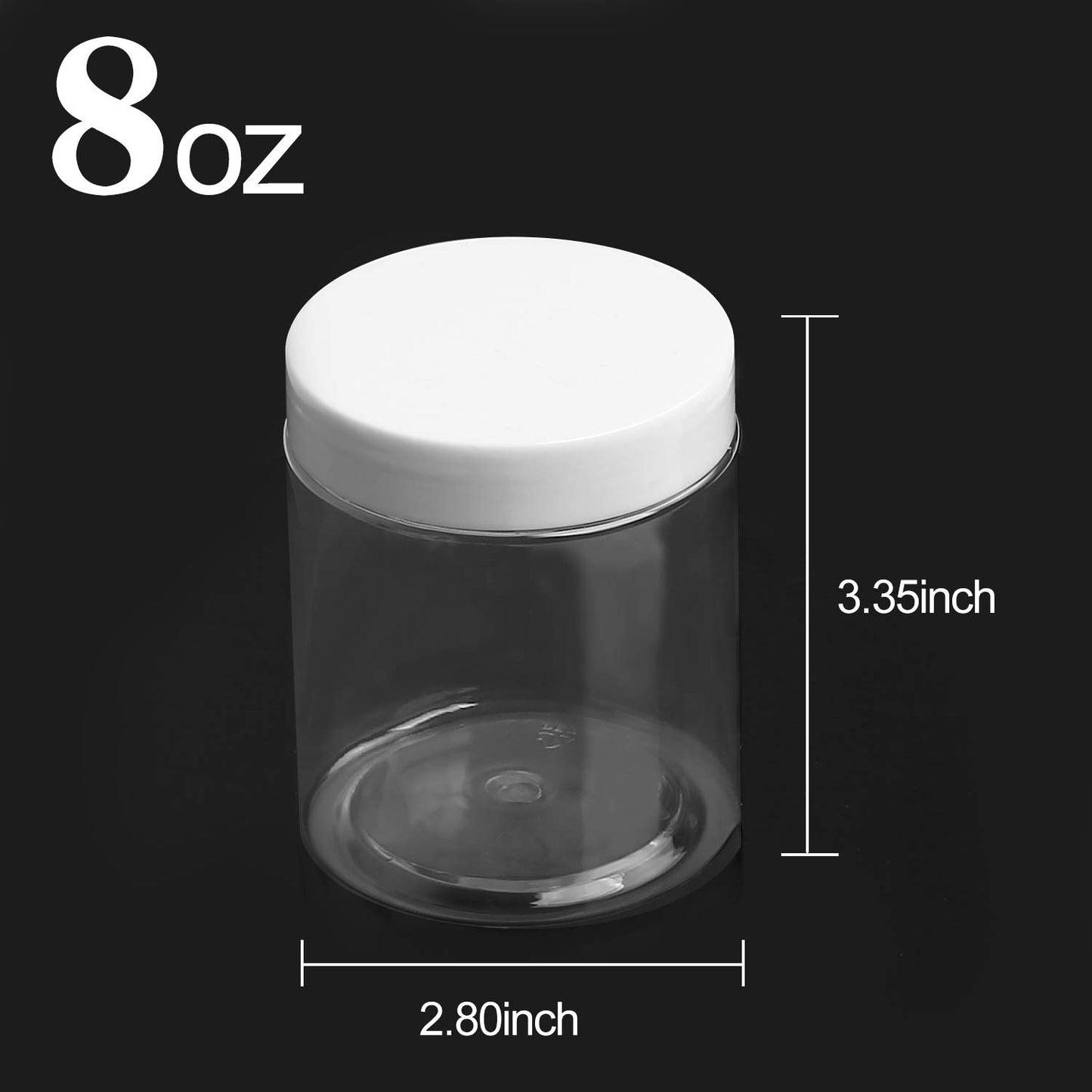 KEILEOHO 46 PCS 8 OZ Plastic Jars with Lids, Plastic Slime Storage Containers, Wide-Mouth Jars With Lids for Kitchen Food Storage, Creams Beauty Products