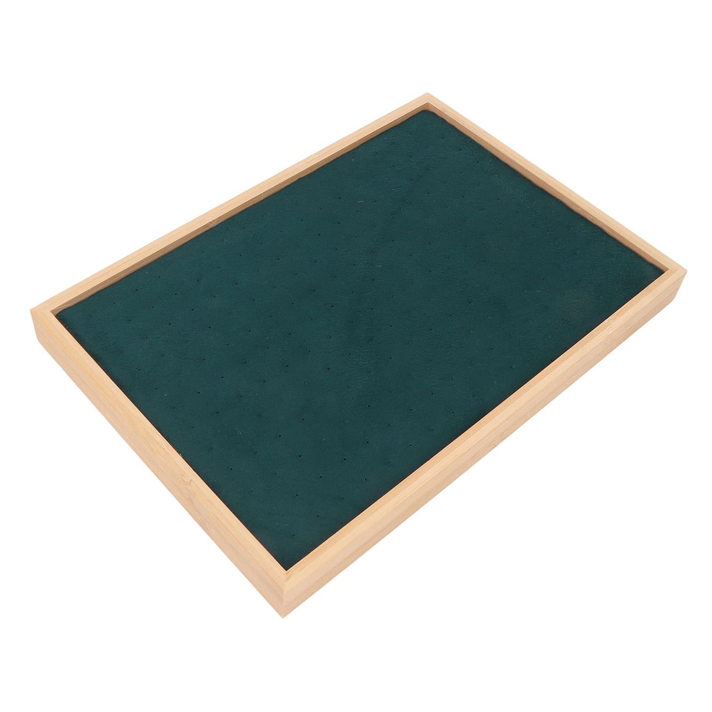 KunEchevyr Flannel Ear Stud Tray, Jewelry Storage Case with 216 Holes, Elegant Wooden Jewelry Holder for Earrings, Lightweight Luxury Ear Stud Rack for Home and Shop Display (Green)