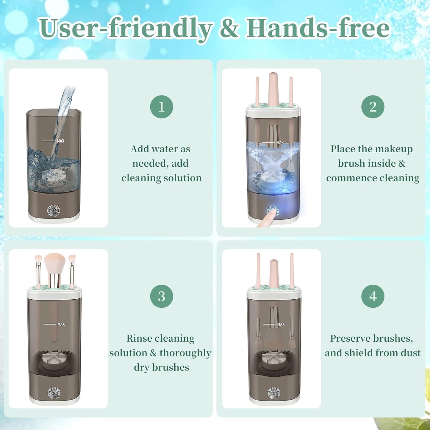 Electric Makeup Brush Cleaner, Portable Automatic USB Cosmetic Brushes Cleaner Machine, Automatic Makeup Brush Cleaner for Makeup Sponges and Brushes（ZZ2）