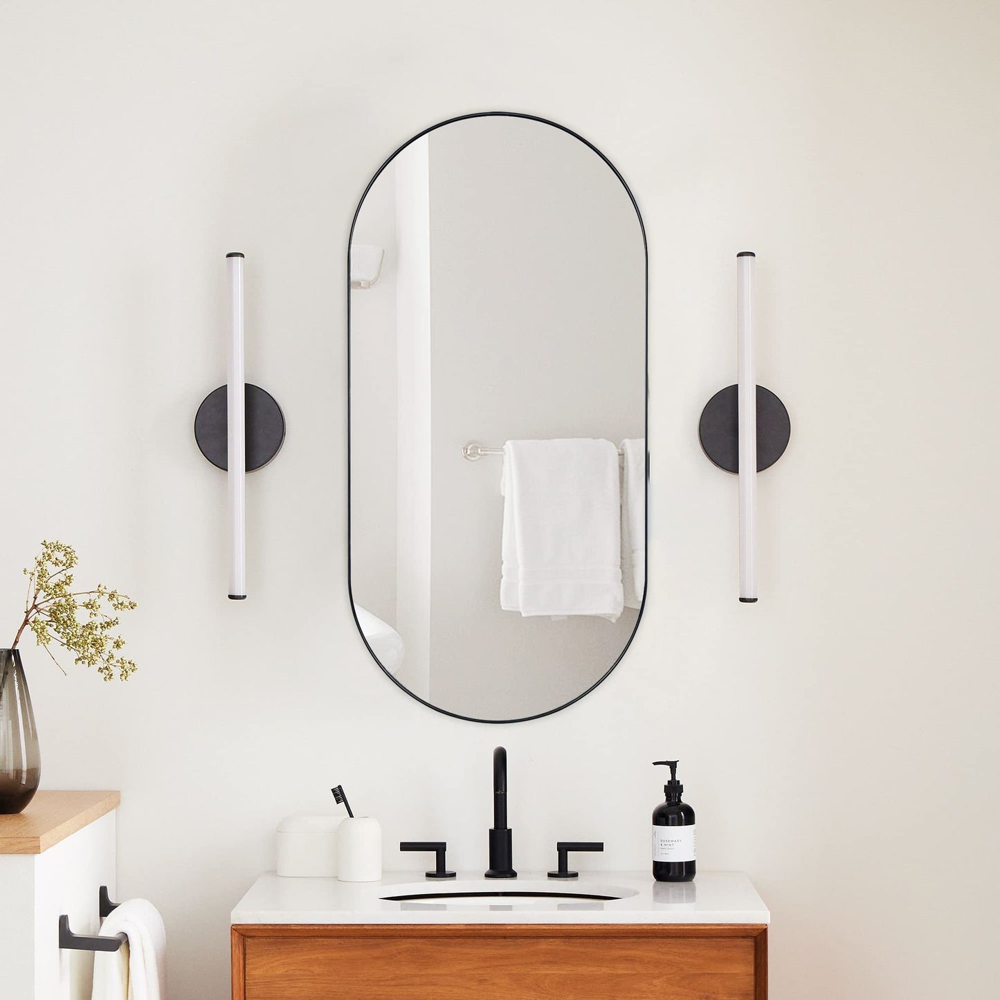 EGHOME Brushed Gold Oval Recessed Bathroom Medicine Cabinet with Mirror Stainless Steel Metal Framed Oblong Pill Shaped Bathroom Cabinet with Mirror 16x33''
