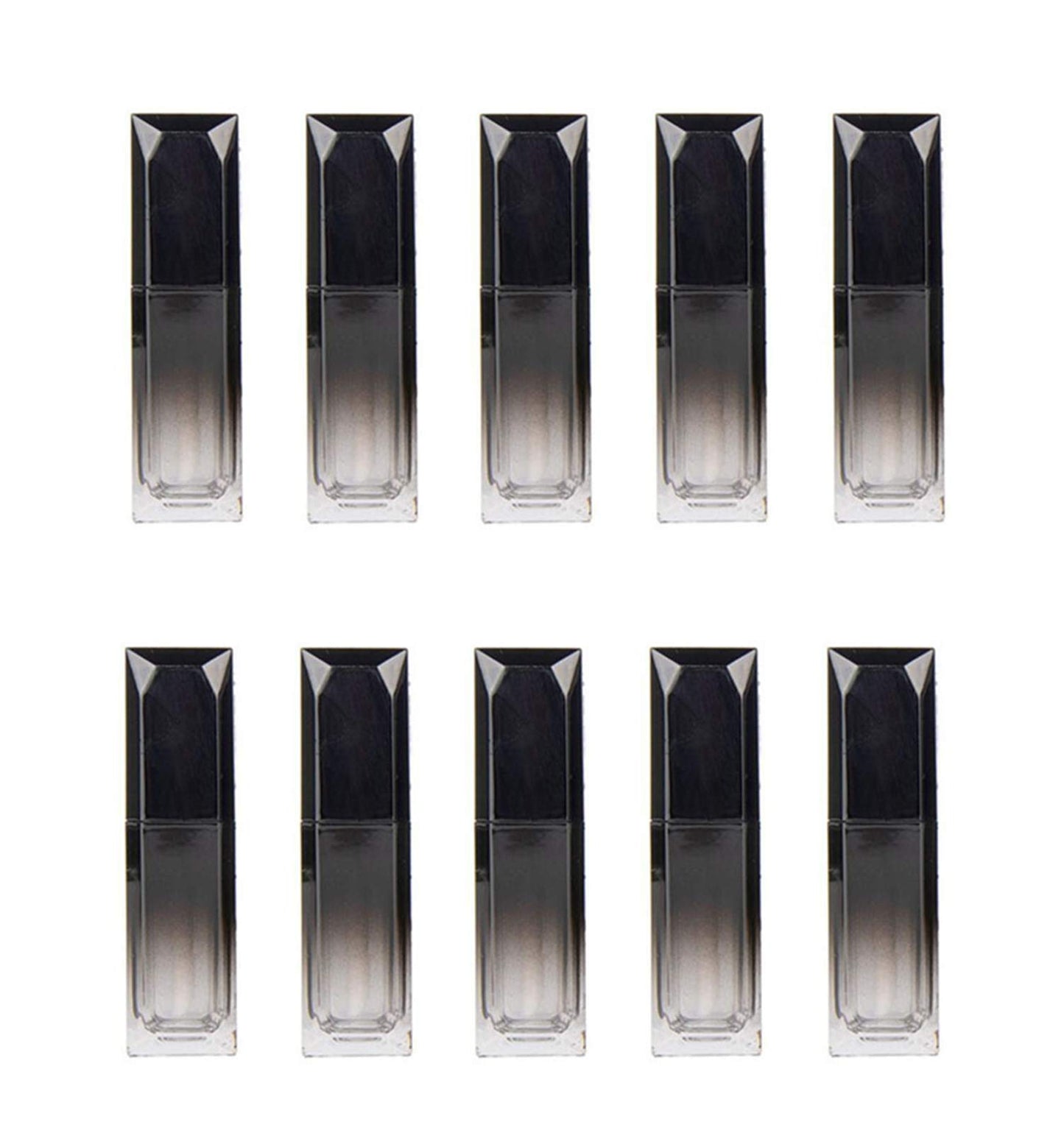 CTKcom 5ML Lip Gloss Tubes: 10pc Gradient Black Lipstick Plastic Square Lip Gloss Tube with Brush - DIY Lipstick Storage for Women Girls