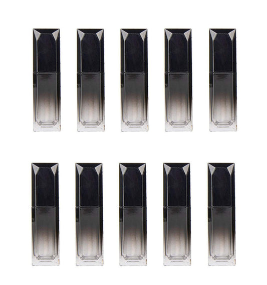 CTKcom 5ML Lip Gloss Tubes: 10pc Gradient Black Lipstick Plastic Square Lip Gloss Tube with Brush - DIY Lipstick Storage for Women Girls