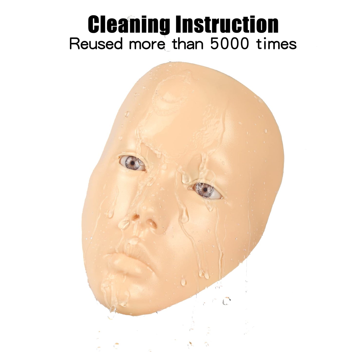 Bueuo Makeup Practice Face, 5D Reusable Silicone Make up Practice Board Mannequin Face with Makeup Brushes Sponge Set and Eyeshadow Board Kit for Emerging Artist, Girl's Gift, Yellow