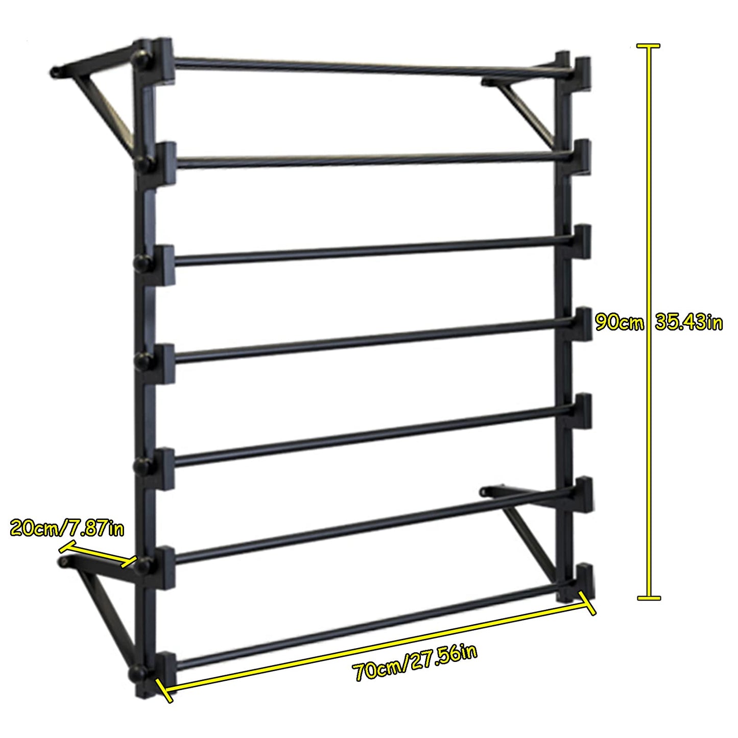 FWTXZTER Wall Mounted Display Rack, 7-Layer Wall Wrapping Paper Ribbon Organizer for Flower Shop, Tie Scarf Rack Belt Towel Holder Retail Stores Metal Shelving