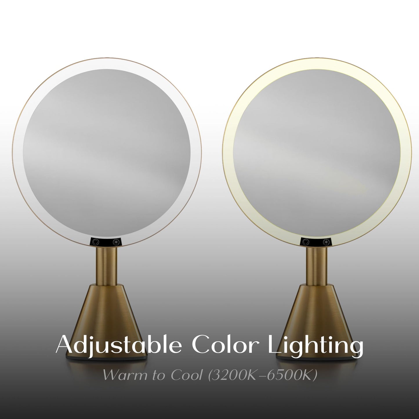 Ilios Lighting 9" Lighted Makeup Mirror with 5X Magnification – Rechargeable LED Vanity Mirror, Adjustable Lighting (3200K–6500K), 1000 Lux Brightness, Stepless Dimming (Gold)