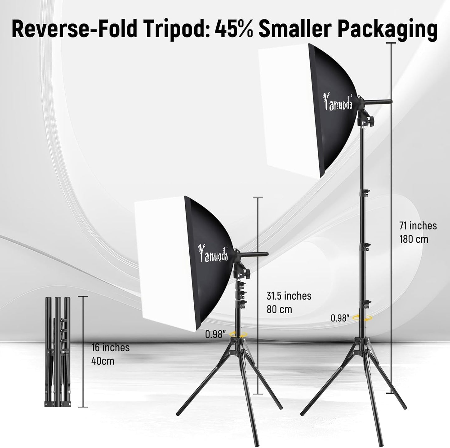 16x16'' Softbox Lighting Kit 2 Pack with 95W LED Bulbs, Remote Control, CRI97 Studio Lights for Photography Video Recording YouTube TikTok Zoom Streaming