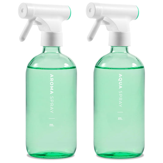 MAISONOVO Green Glass Spray Bottle 16 oz Pack of 2 - Green Spray Bottle for Plants with Fortified Glass & Fine Mist - Ideal for Plant Care, Gardening, Misting, Seedlings & Indoor Plants - 16 Labels