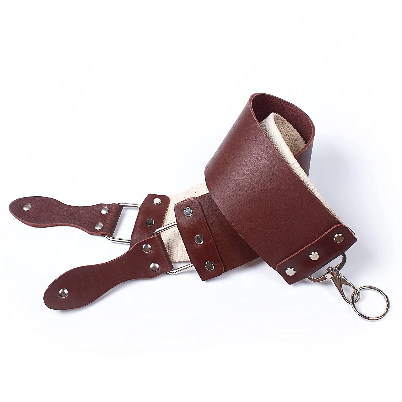Razor Strop - Barber's Latigo Leather Straight Razor Strop. Dual Strap that will be a Great Addition for Any Straight Razor. PREMIUM LEATHER Strop for Sharpening. (Brown)