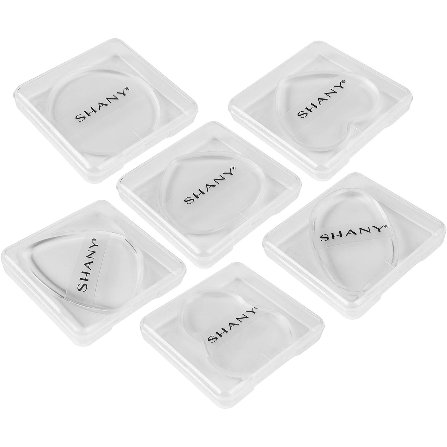 SHANY Stay Jelly Silicone Sponge Set - Clear & Non-Absorbent Makeup Blending Sponges for Flawless Application with Foundation - Assorted Sizes and Shapes - Pack of 6