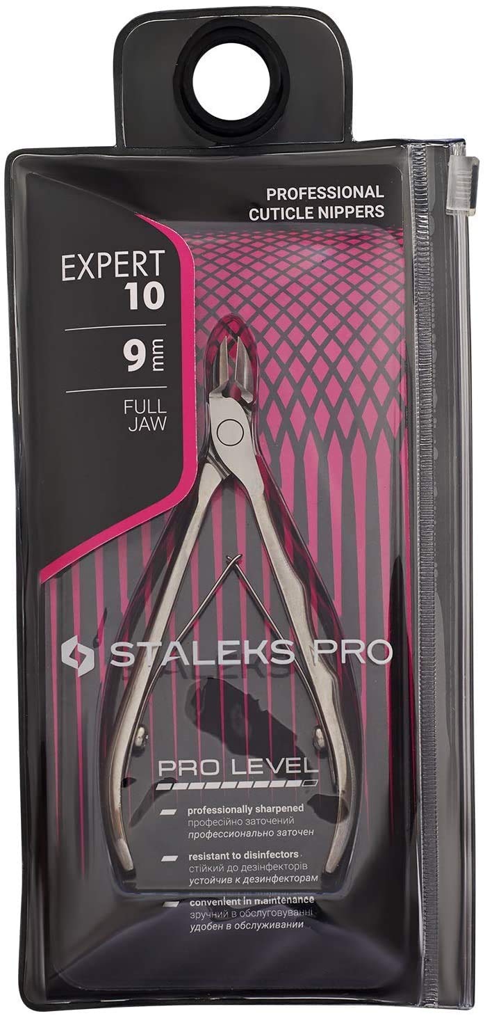 Staleks Expert 10 Cuticle Nippers 9 mm – Straight Blades with Heel – Compact Handle Design for Precise Trimming
