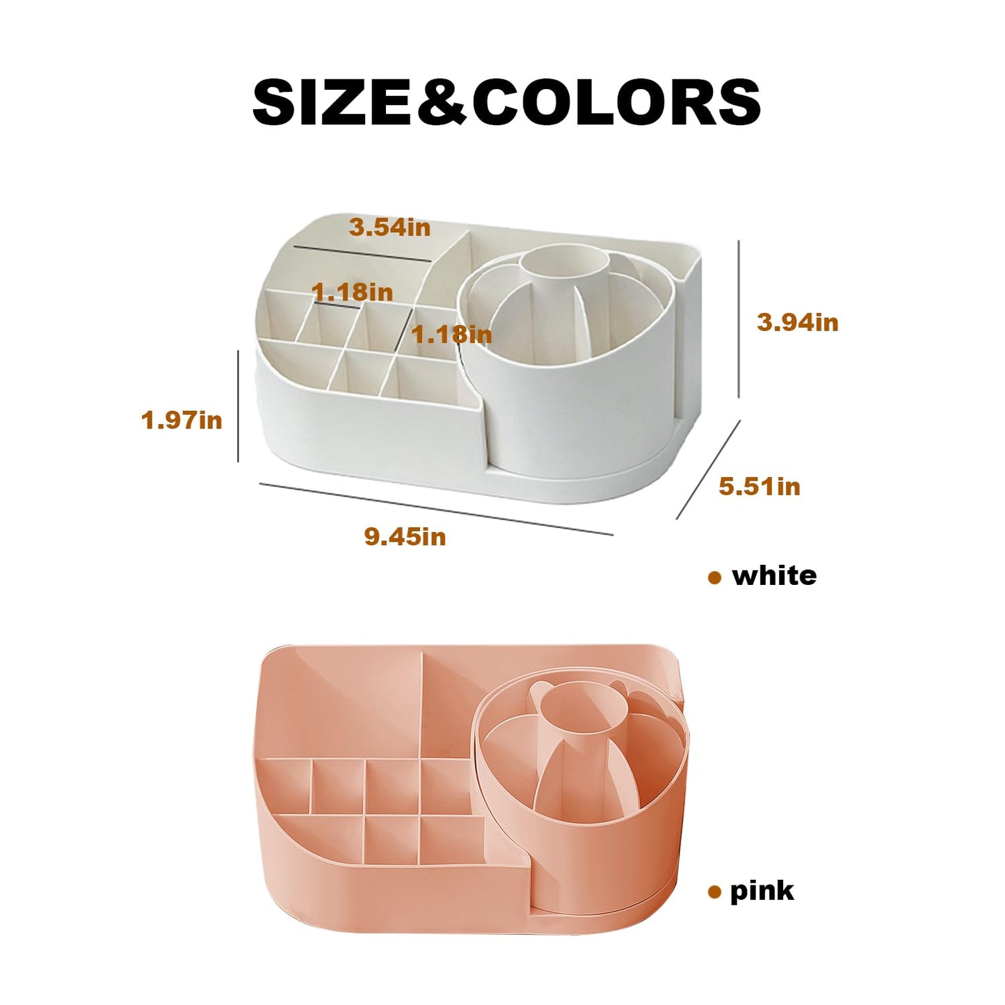 JFANexplore Makeup Organizer Countertop with Rotating Brush Holder for Vanity, Bathroom, Dresser Cosmetic Makeup Storage Organizer Multifunctional…