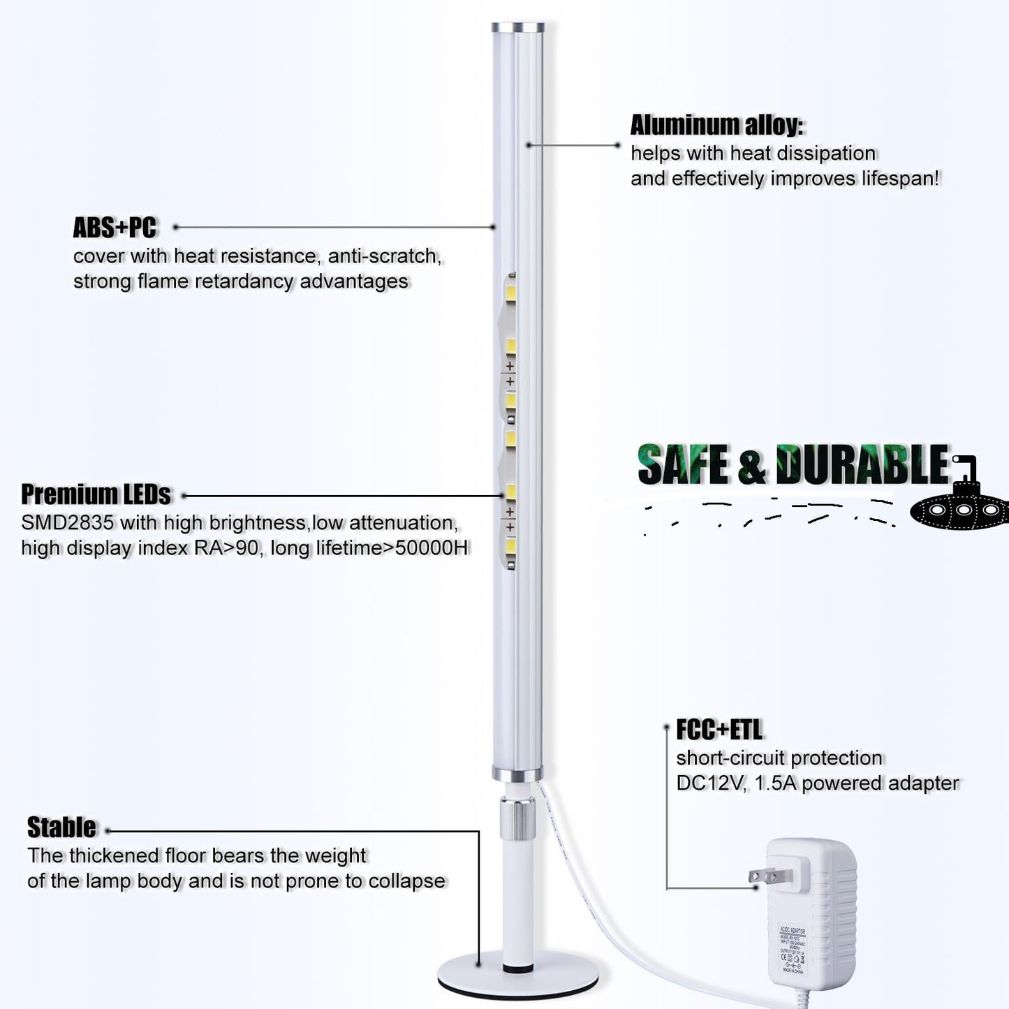 LED Vanity Lights for Mirror, Ultra bright/RA90/6000K/Dimming/Timer Makeup Lights, Height Adjustable 12V/18W Fill Light for Mirror, for Make up, Photography, Video Recording Conference Lighting