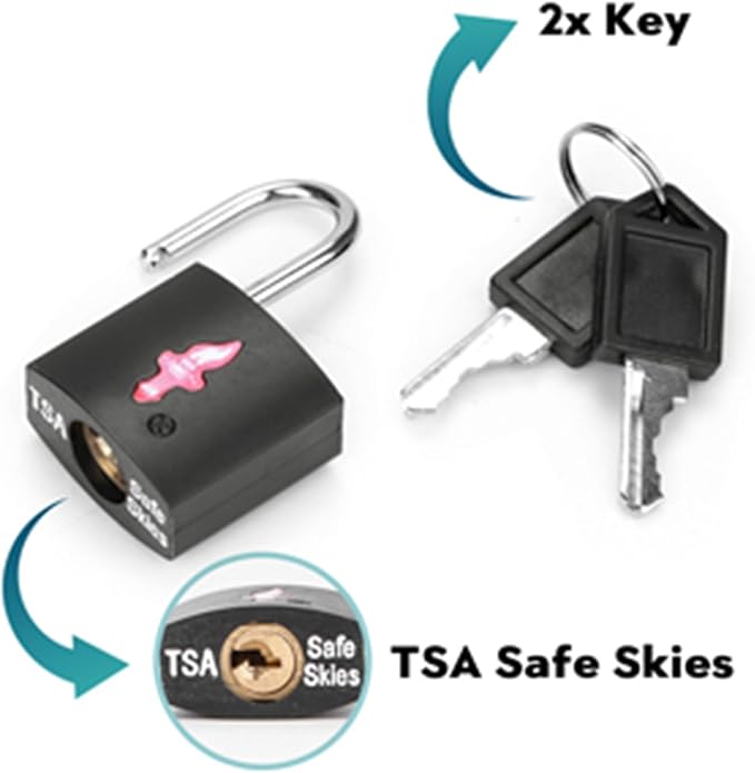 6 Pack Black TSA Luggage Locks with Key+6 Pack Travel tag, Luggage Lock TSA Approved for Backpacks, Bags and Luggage, 6 Pack Black Lock+6 Pack tag