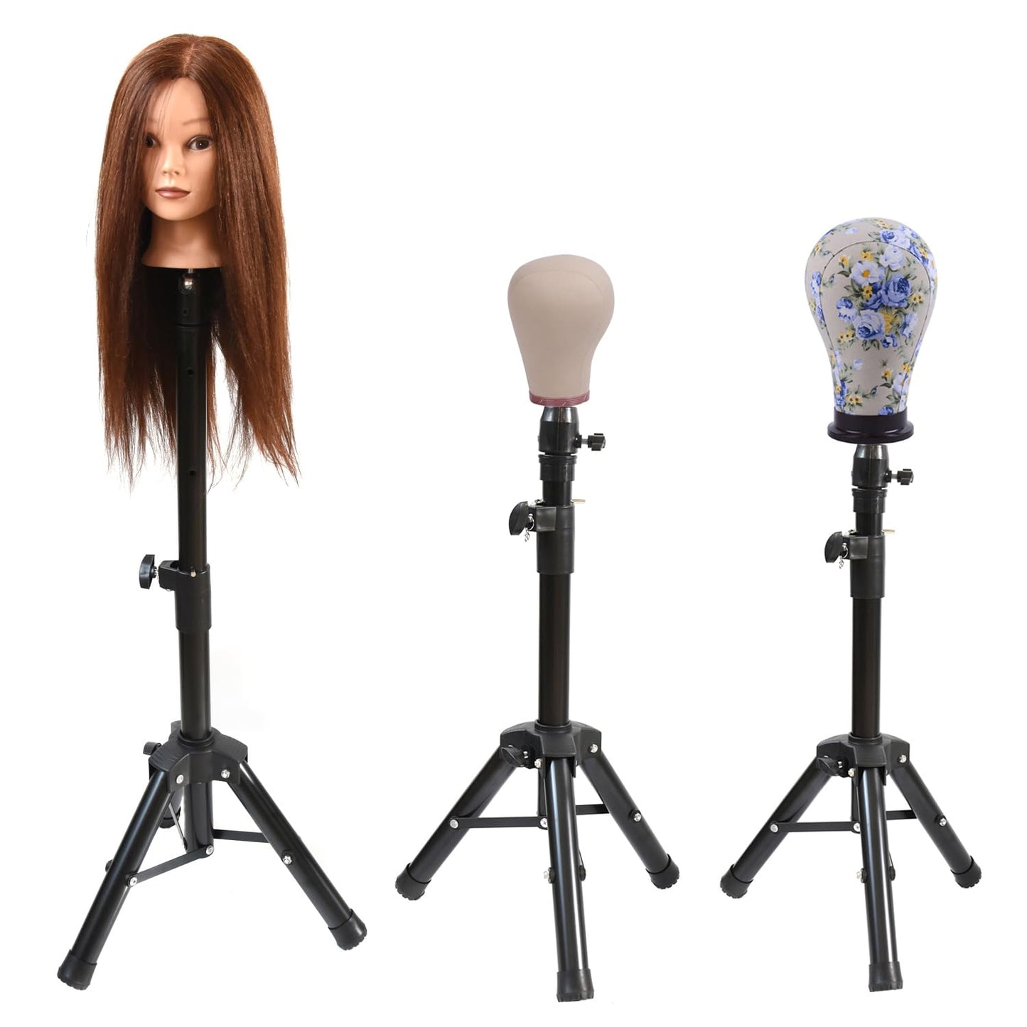 YANTAISIYU Wig Stand Tripod for Mannequin Head Stand Adjustable Wig Head Stand Holder for Wigs Canvas Block Head