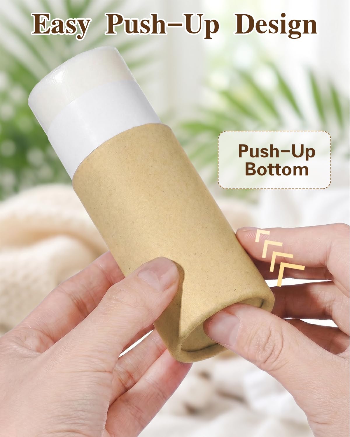 EORTA 10 Pcs Cardboard Push Up Deodorant Containers 2.15 oz/61g, Refillable Kraft Tubes for Natural Deodorant, DIY Lip Balm, Moisturizer Sticks, Skincare, Solid Perfume & Body Lotion