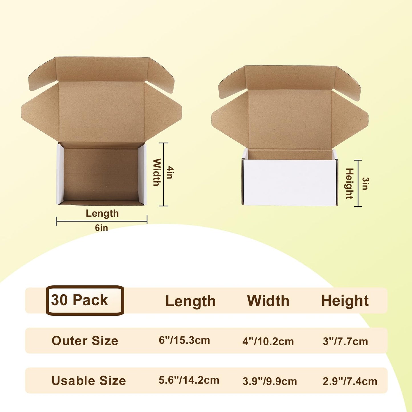 WIFTREY 6X4X3 Shipping Boxes Set of 30, 6X4X3 White Corrugated Cardboard Box for Packaging Small Business, Gift Packing, Mailing, Moving