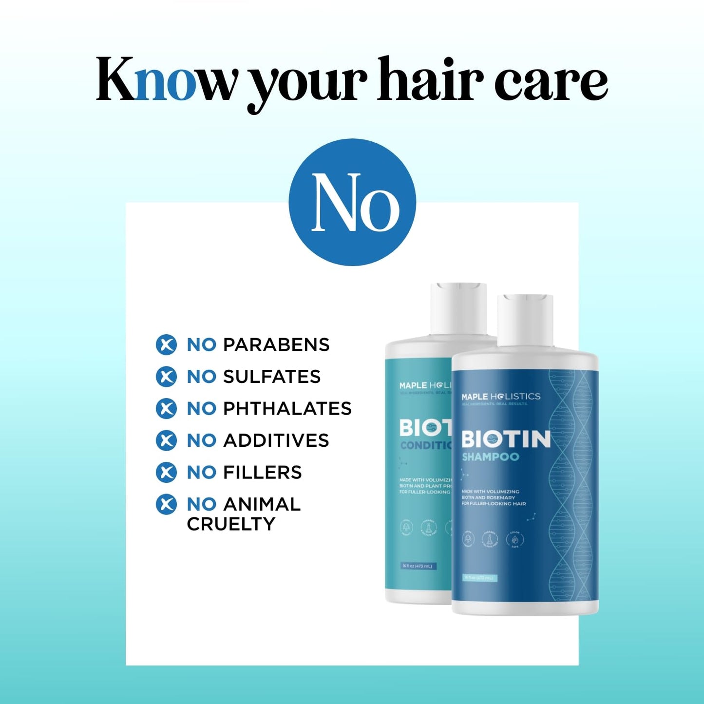 Rosemary Biotin Shampoo and Conditioner Set - Volumizing Shampoo and Conditioner for Thinning Hair for Women & Men with Nourishing B Vitamins - Color Safe Sulfate Paraben & Silicone Free (16 Fl Oz)