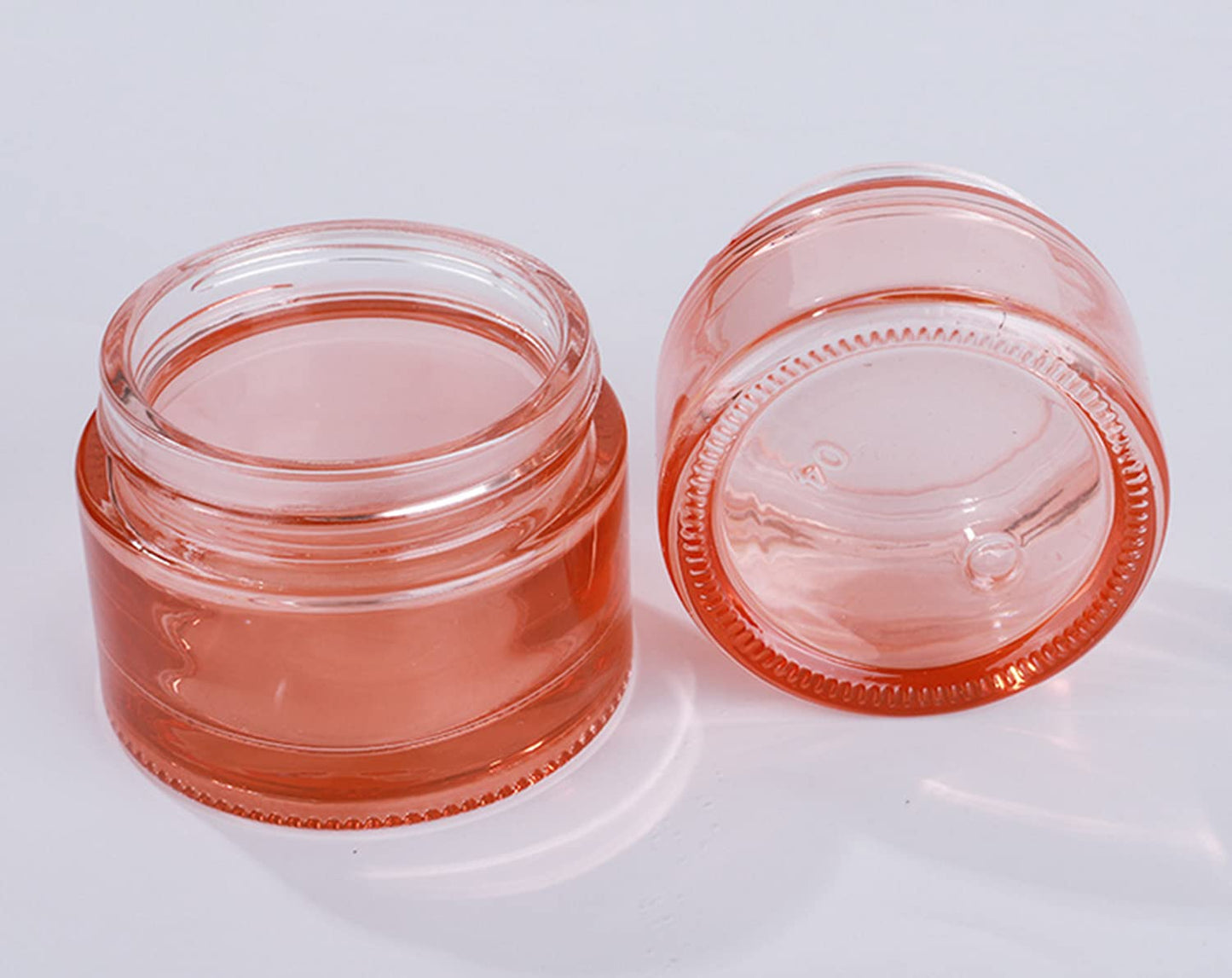 Healthcom 10 Packs 5g/5ml Empty Sample Jars Pink Glass Cosmetic Jar Pot Bottles with Rose Gold Lids Cosmetic Container Refillable Eye Cream Jar Pot Vials for Makeup Lotion Face Eyeshadow Lip Balms