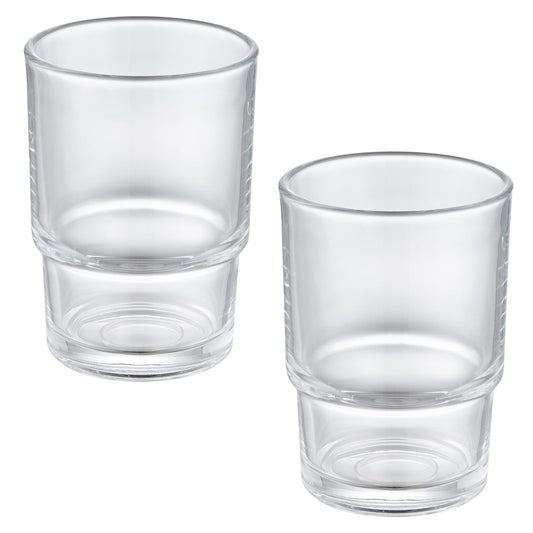 Aomasi Toothbrush Holders for Bathroom, 2 Pack Transparent Glass Tumbler Cups, Modern Thick Glassware