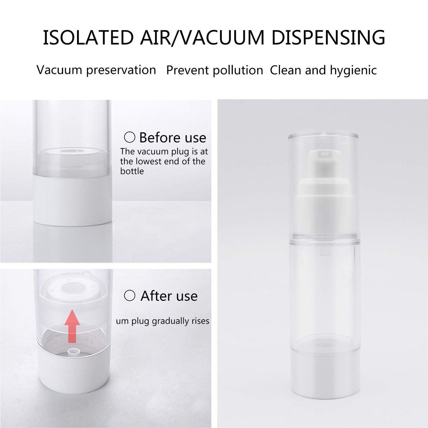 TRENDBOX 120ml / 4oz Airless Vaccum Pump Travel Bottles for Lotions, Cream - 4 Pack