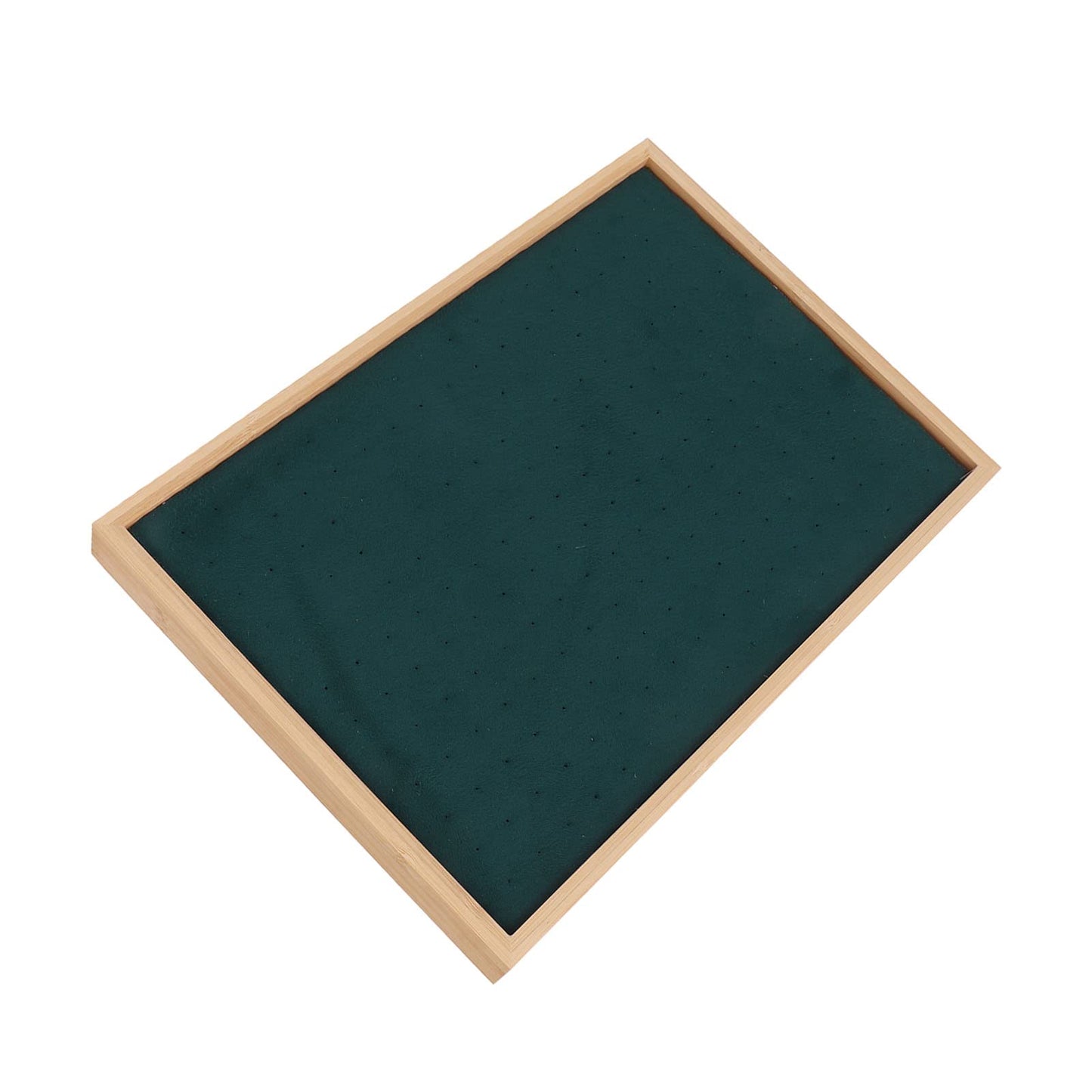 KunEchevyr Flannel Ear Stud Tray, Jewelry Storage Case with 216 Holes, Elegant Wooden Jewelry Holder for Earrings, Lightweight Luxury Ear Stud Rack for Home and Shop Display (Green)