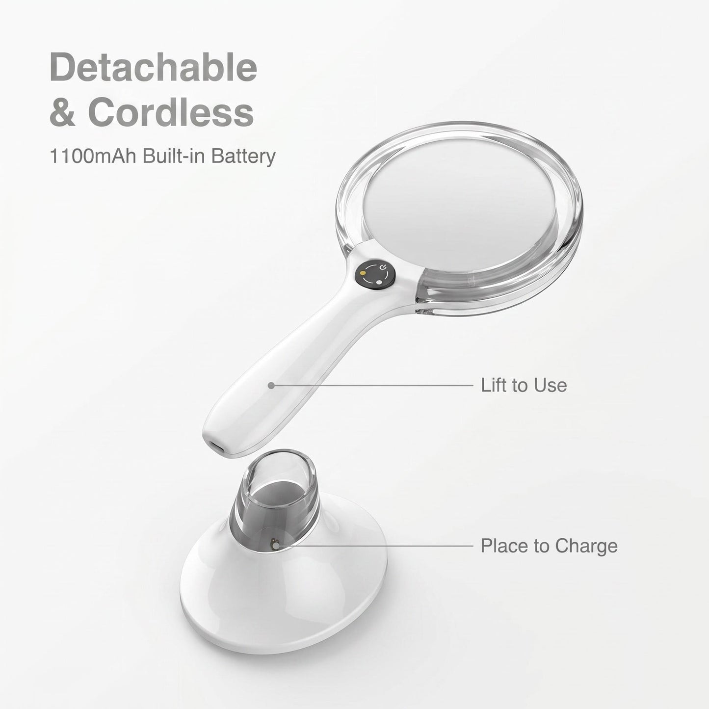 Starlite Handheld Rechargeable Lighted Makeup Mirror with Stand, 1X/5X Magnification, Dual Sided & Vanity Mirror with Bright and Warm Light, Cordless Rechargeable Mirror (White Colour)